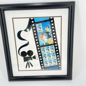 Vtg Daffy Duck Framed USPS Stamp Collection 1999 Film Strip Looney Tunes Cartoon